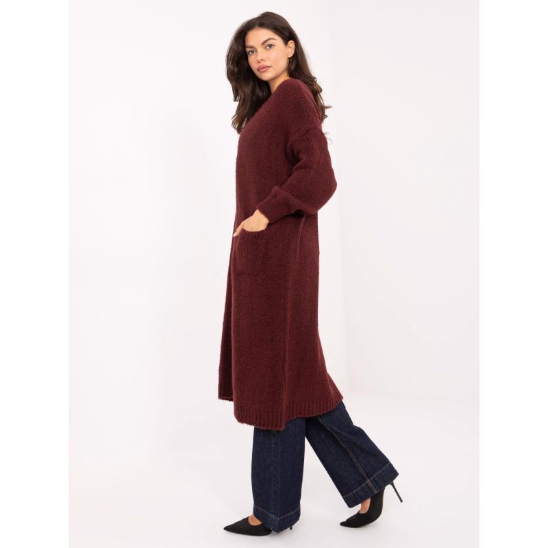Bordový dlouhý kardigan oversize střihu