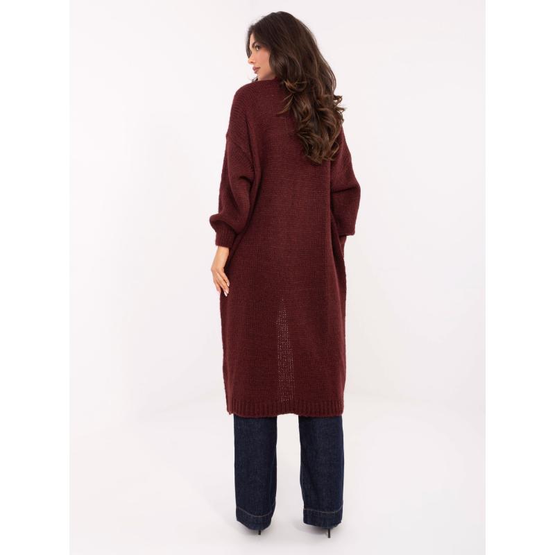 Bordový dlouhý kardigan oversize střihu