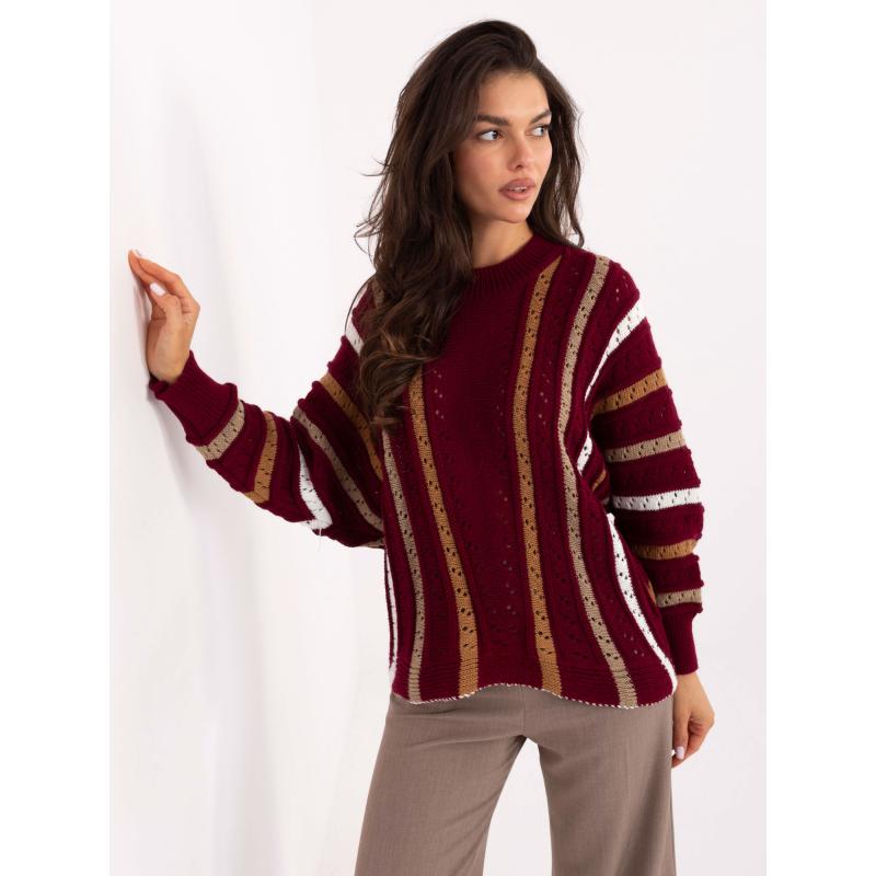 Bordó oversized pulóver kerek nyakkivágással