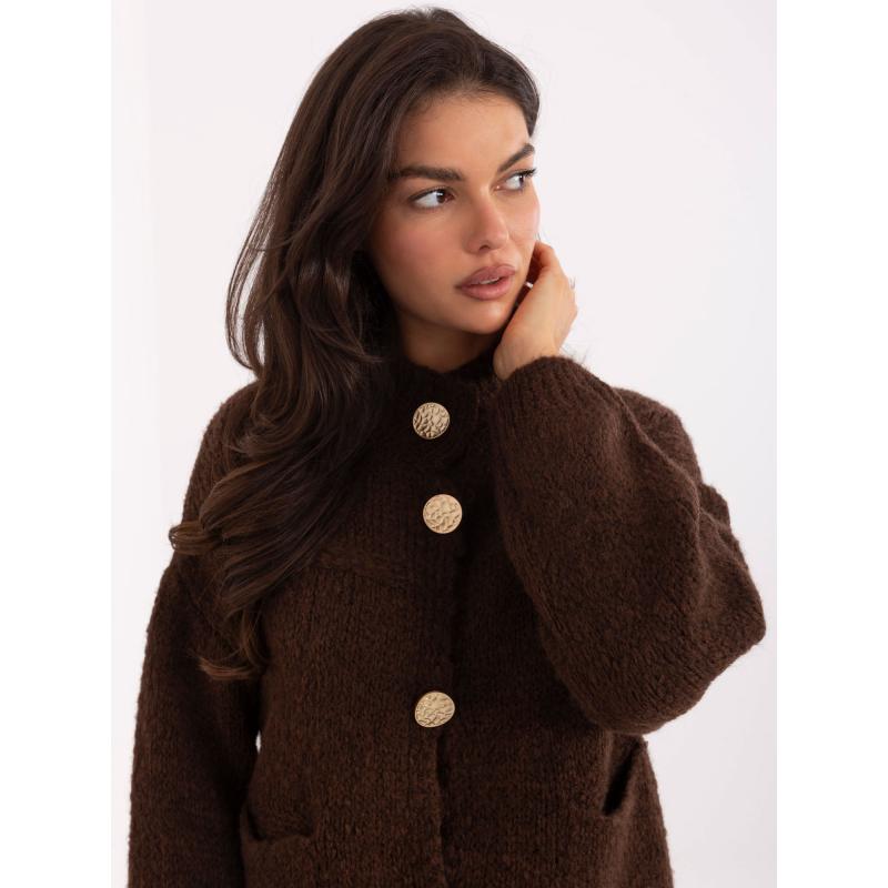 Čokoládově hnědý dámský svetr s vlnou