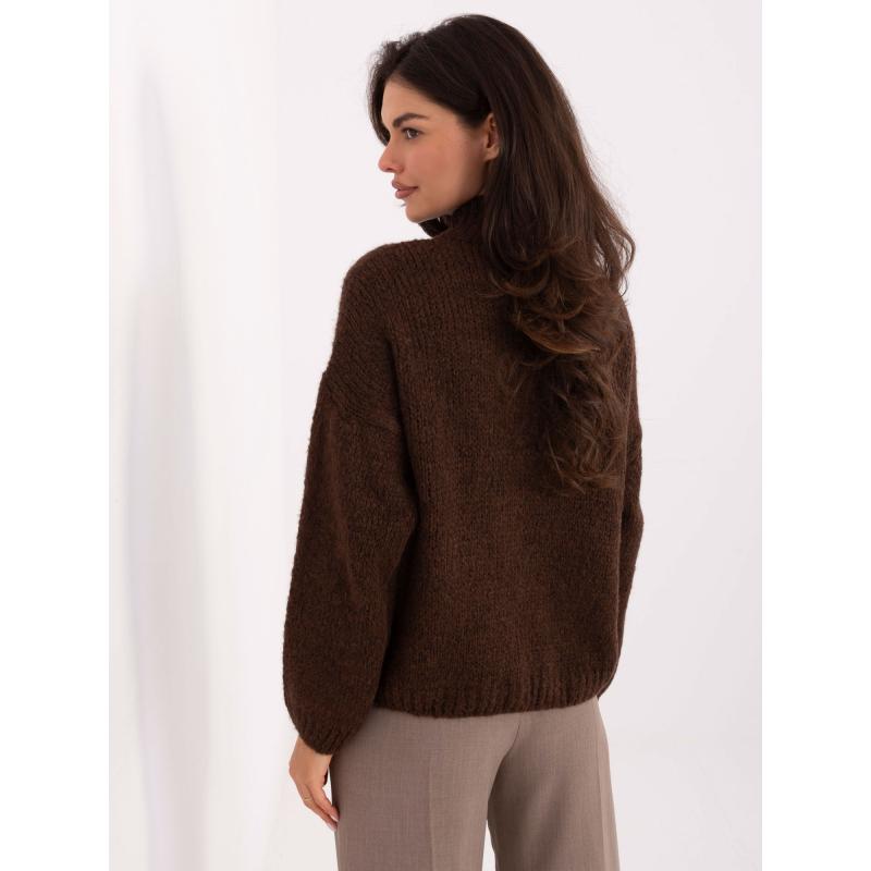 Čokoládově hnědý dámský svetr s vlnou