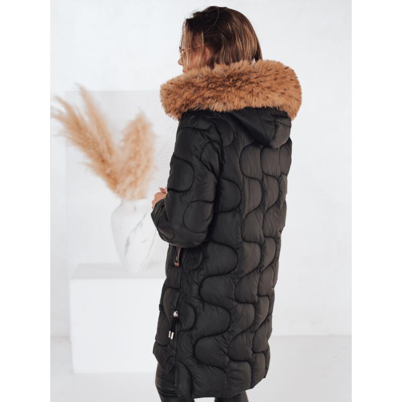 Dámska prešívaná zimná bunda VIRELIA s kapucňou, čierna