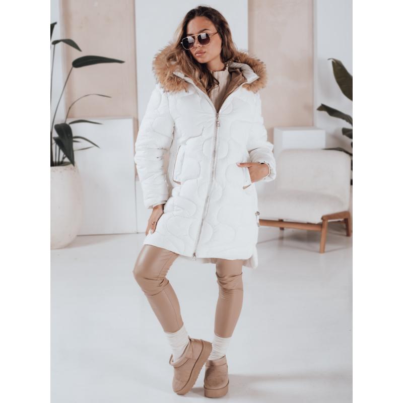 Dámska zimná bunda VIRELIA, prešívaná s kapucňou, biela