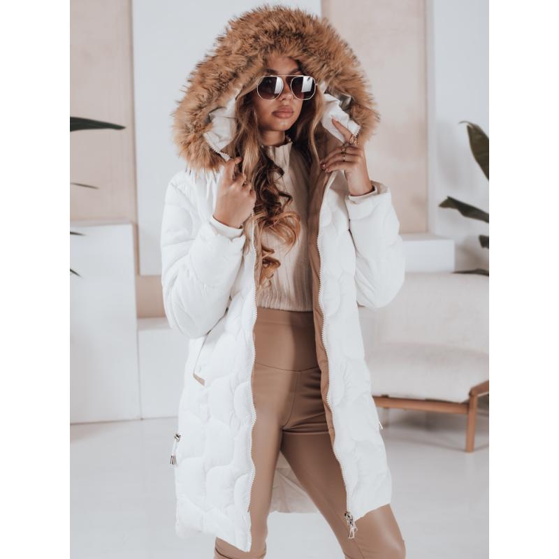 Dámska zimná bunda VIRELIA, prešívaná s kapucňou, biela
