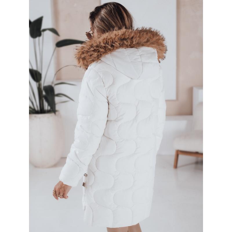 Dámska zimná bunda VIRELIA, prešívaná s kapucňou, biela