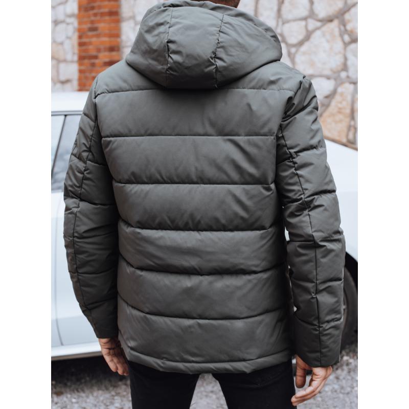 Férfi téli steppelt kabát kapucnival, grafit