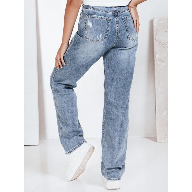 Női nadrág lyukakkal, kék