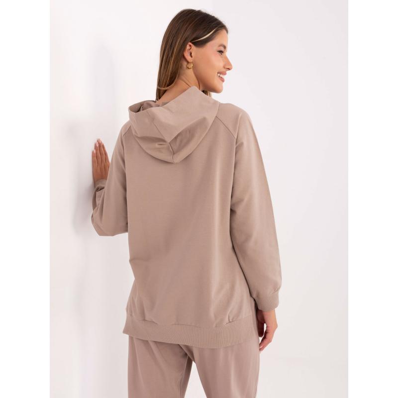 Tmavě béžová mikina basic oversize střihu