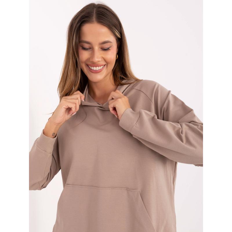 Tmavě béžová mikina basic oversize střihu