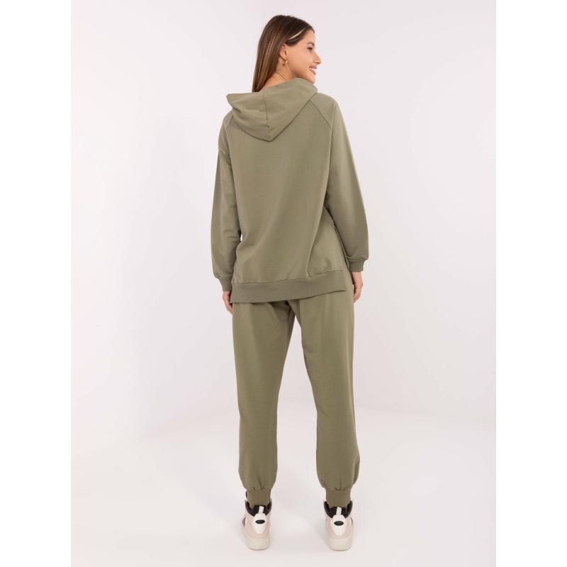 Khaki mikina s kapucí a rozparky