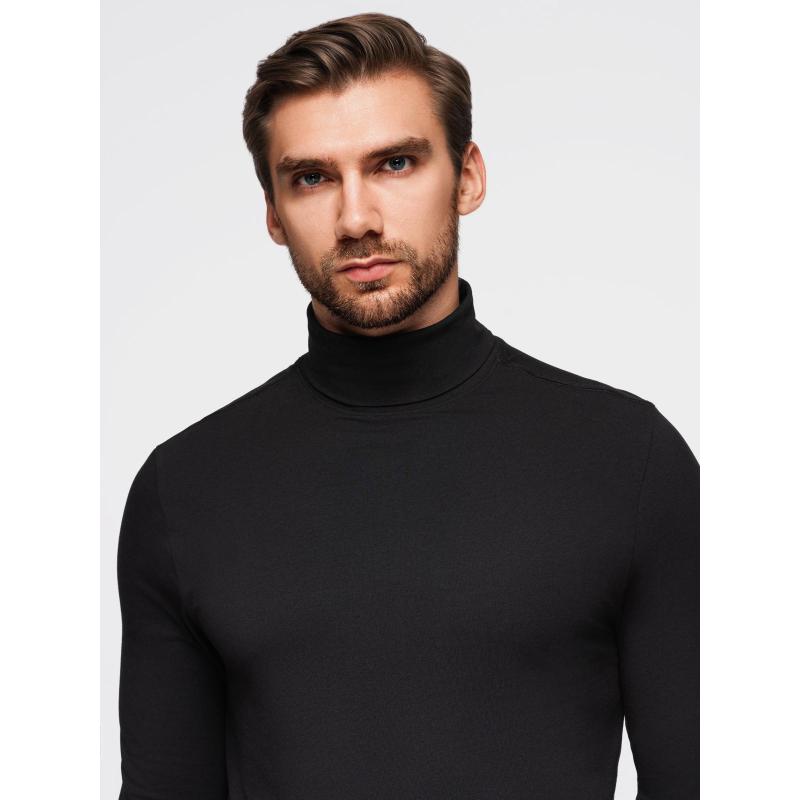 Férfi sima blúz hosszú ujjú és garbóval – fekete V1 OM-LSCL-0130