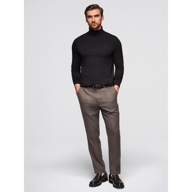 Férfi sima blúz hosszú ujjú és garbóval – fekete V1 OM-LSCL-0130