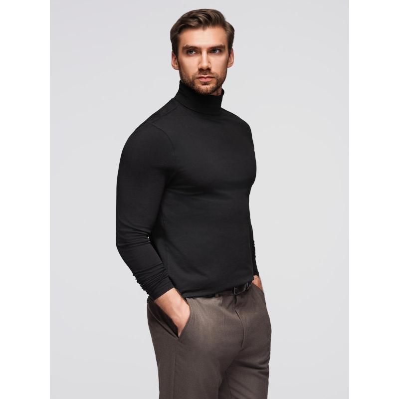 Férfi sima blúz hosszú ujjú és garbóval – fekete V1 OM-LSCL-0130