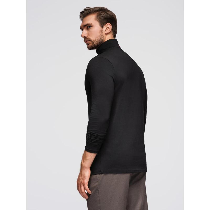 Férfi sima blúz hosszú ujjú és garbóval – fekete V1 OM-LSCL-0130