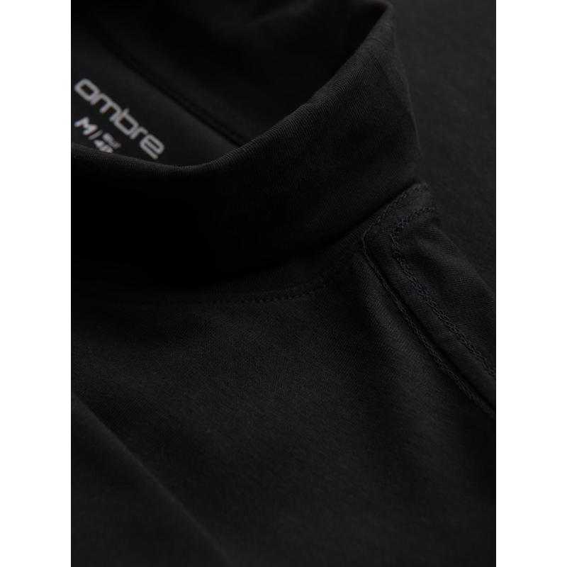 Férfi sima blúz hosszú ujjú és garbóval – fekete V1 OM-LSCL-0130