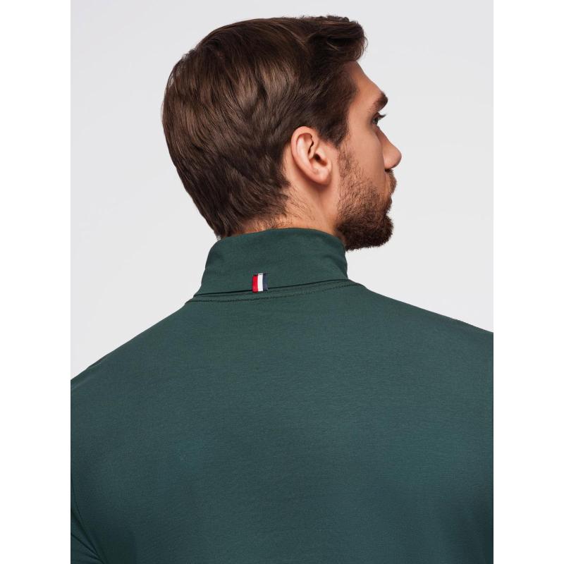 Férfi pulóver hosszú ujjú, garbóval – sötétzöld V7 OM-OM-LSCL-0130