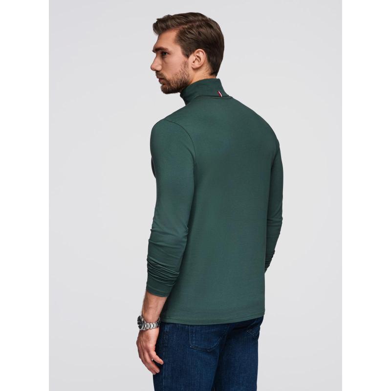 Férfi pulóver hosszú ujjú, garbóval – sötétzöld V7 OM-OM-LSCL-0130
