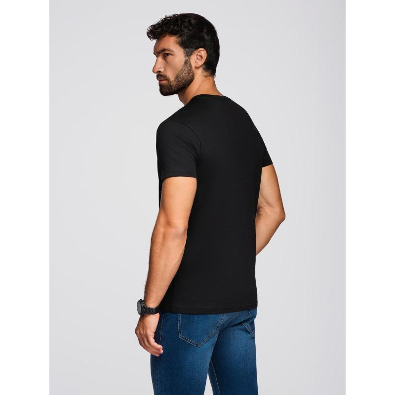 Pánské tričko s výšivkou na hrudi – černé V1 OM-TSPT-0248