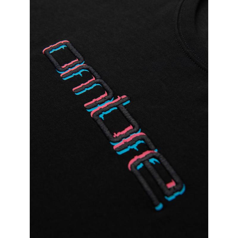 Pánské tričko s výšivkou na hrudi – černé V1 OM-TSPT-0248