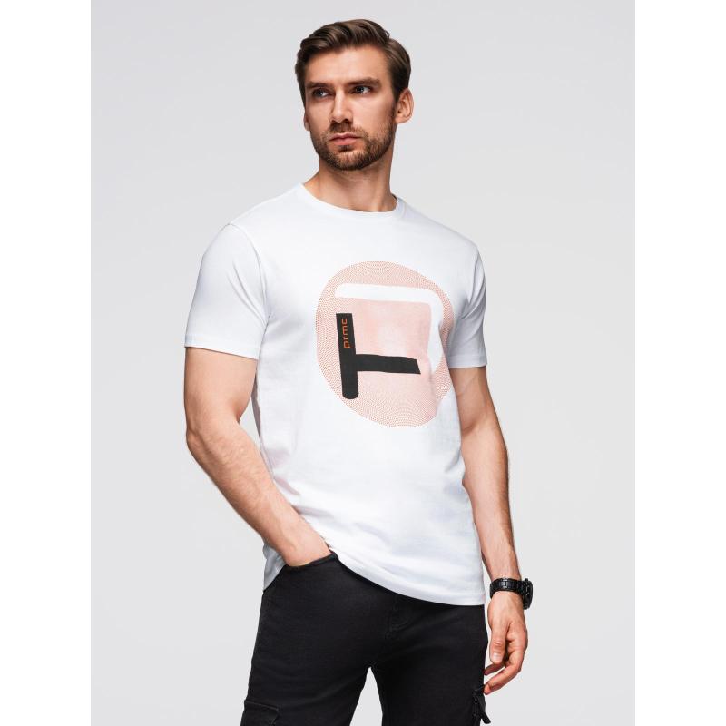 Pánské tričko s velkým potiskem – bílé V1 OM-TSPT-0245