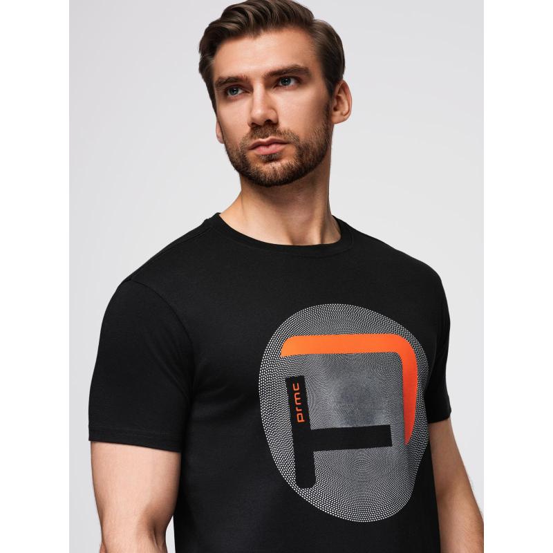 Pánské tričko s velkým potiskem – černé V2 OM-TSPT-0245