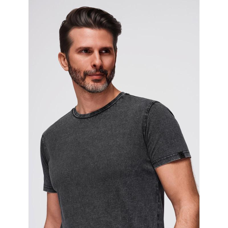 Pánské tričko s efektem vyprání – černé V1 OM-TSWT-0116