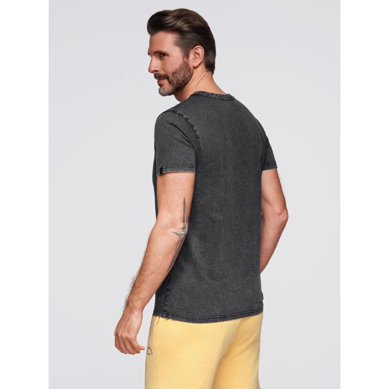 Pánské tričko s efektem vyprání – černé V1 OM-TSWT-0116