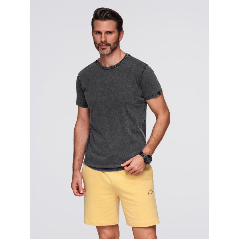 Pánské tričko s efektem vyprání – černé V1 OM-TSWT-0116