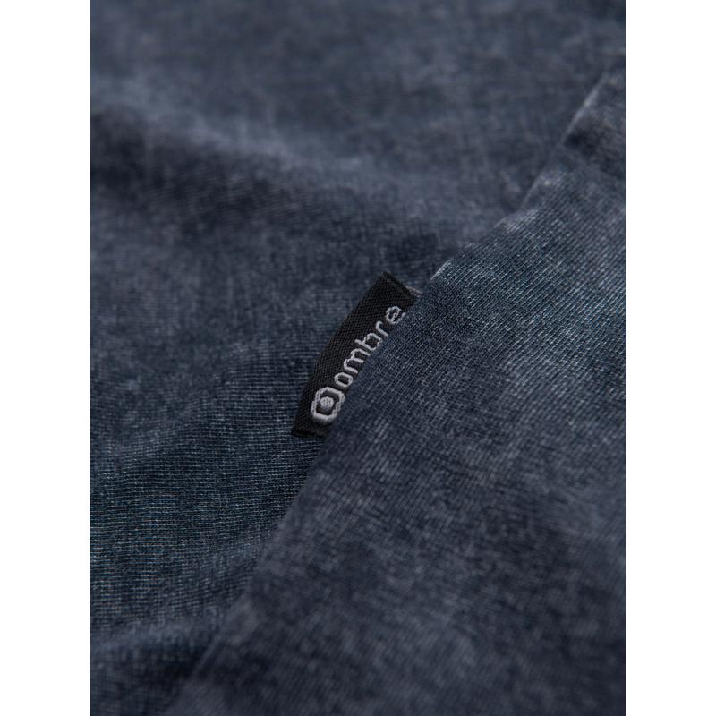 Pánské tričko s efektem vyprání – tmavě modré V2 OM-TSWT-0116