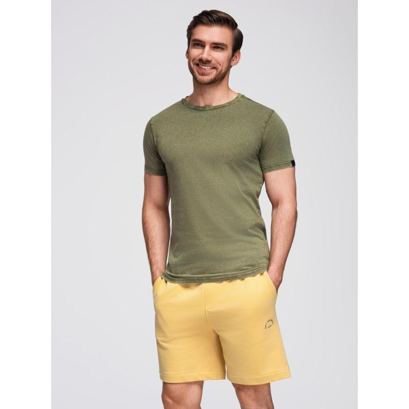 Pánské tričko s efektem vyprání – olivové V4 OM-TSWT-0116