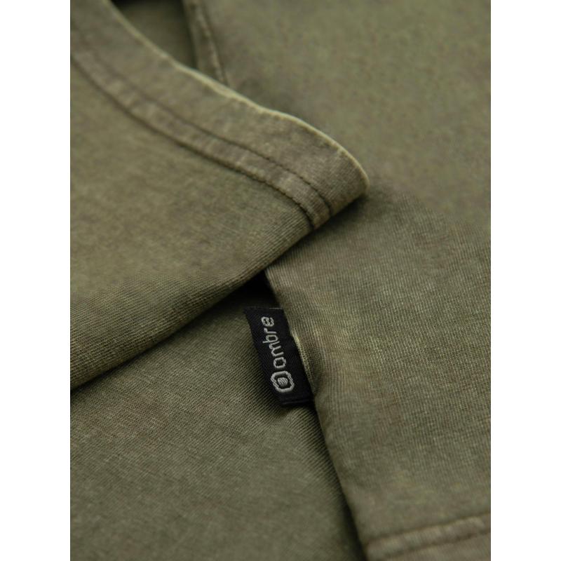 Pánské tričko s efektem vyprání – olivové V4 OM-TSWT-0116