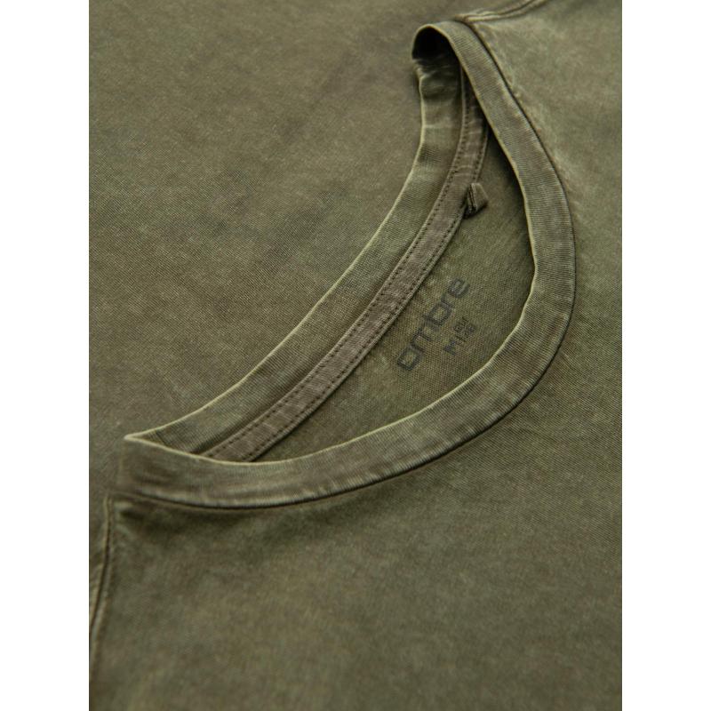 Pánské tričko s efektem vyprání – olivové V4 OM-TSWT-0116