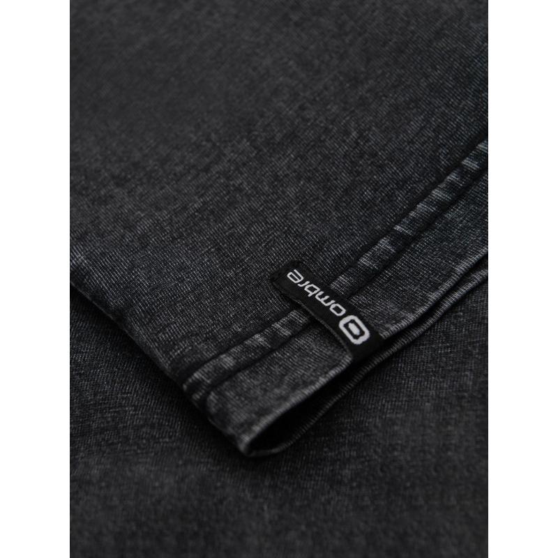 Pánské tričko s efektem vyprání a knoflíky u výstřihu – černé V1 OM-TSWT-0150