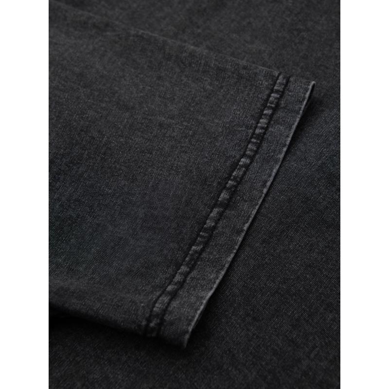 Pánské tričko s efektem vyprání a knoflíky u výstřihu – černé V1 OM-TSWT-0150