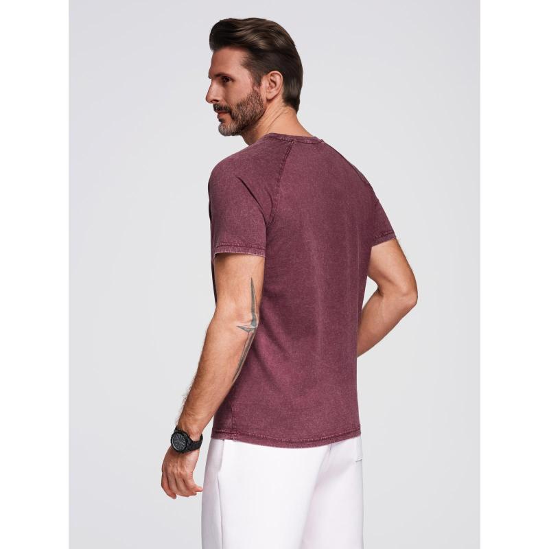 Férfi póló mosott hatású anyaggal és gombokkal a nyakkivágásnál – fekete V1 OM-TSWT-0150