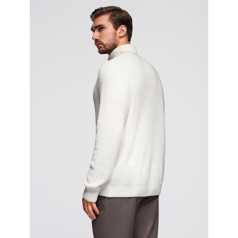 Klasszikus férfi pamut pulóver garbóval – fehér V3 OM-SWTN-0162