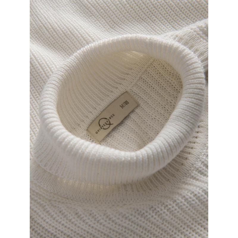 Klasszikus férfi pamut pulóver garbóval – fehér V3 OM-SWTN-0162