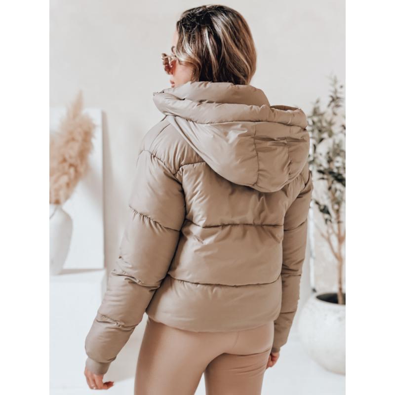 Dámska prešívaná zimná bunda SNOWLIKE s kapucňou, svetlo béžová