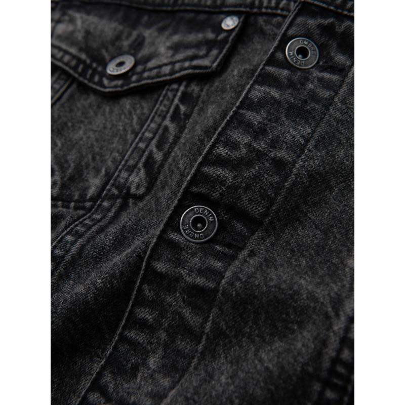 Pánská džínová bunda katana s efektem vyprání – černá V3 OM-JADJ-0219