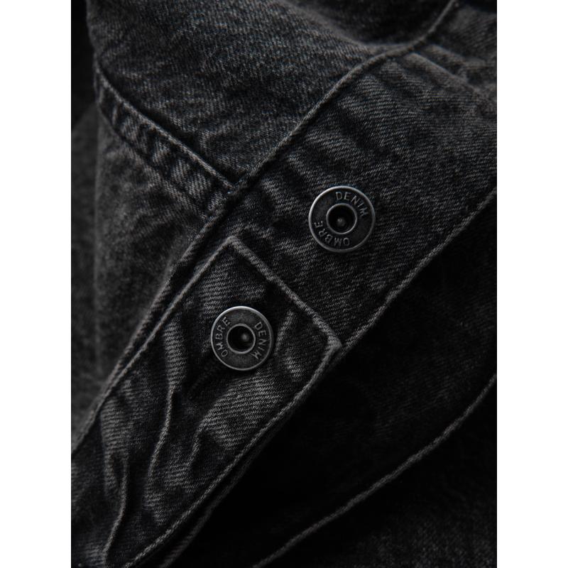 Pánská džínová bunda katana s efektem vyprání – černá V3 OM-JADJ-0219
