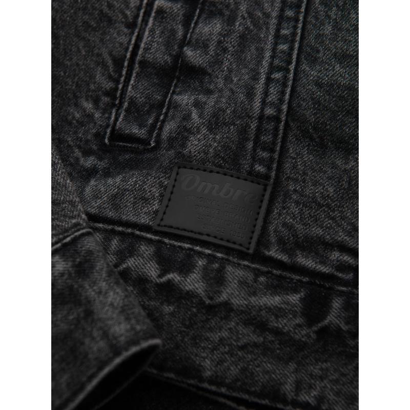 Pánská džínová bunda katana s efektem vyprání – černá V3 OM-JADJ-0219