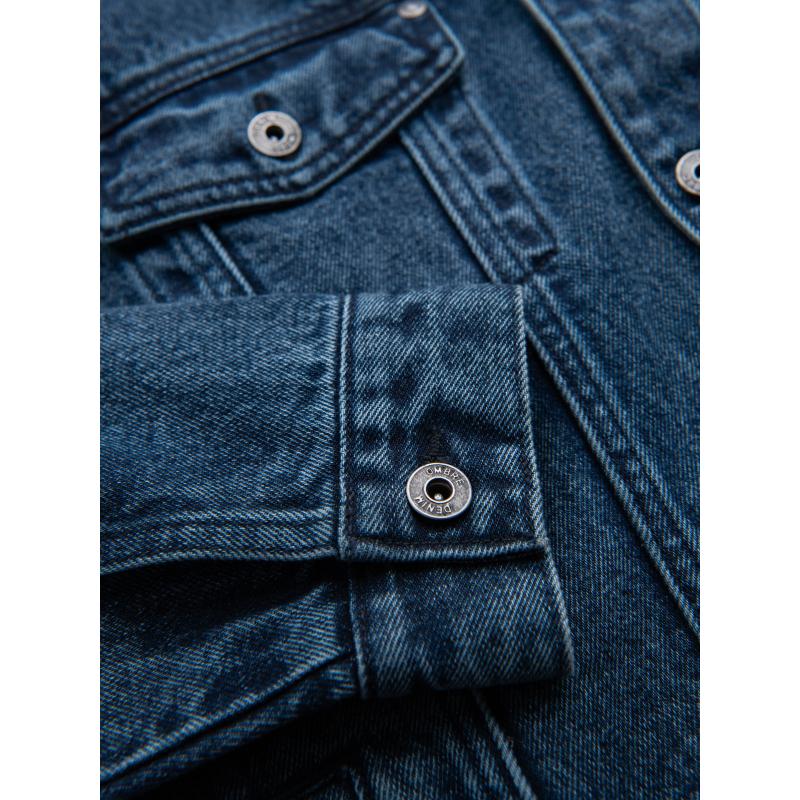 Pánská džínová bunda katana s efektem vyprání – modrá V4 OM-JADJ-0219