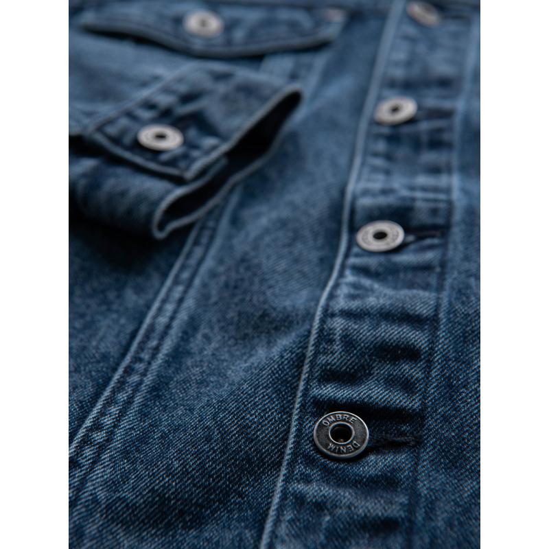 Pánská džínová bunda katana s efektem vyprání – modrá V4 OM-JADJ-0219