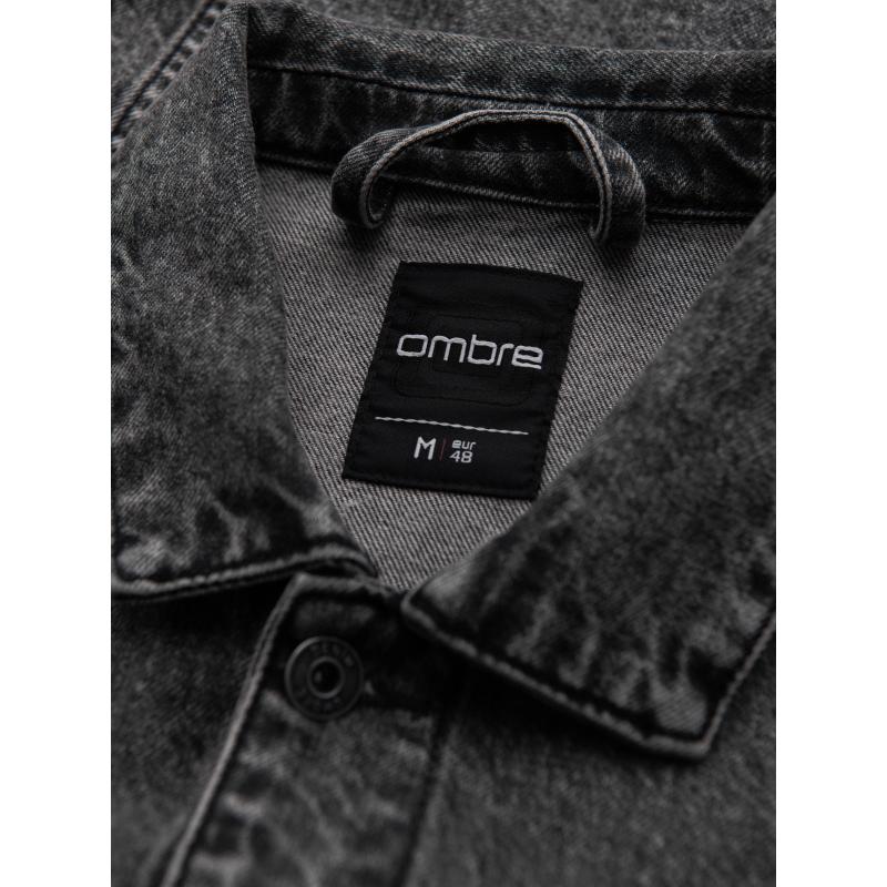 Pánská džínová bunda katana s efektem vyprání – černá V3 OM-JADJ-0219