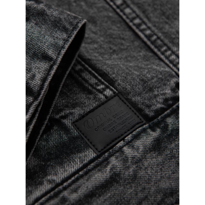 Pánská džínová bunda katana s efektem vyprání – černá V3 OM-JADJ-0219