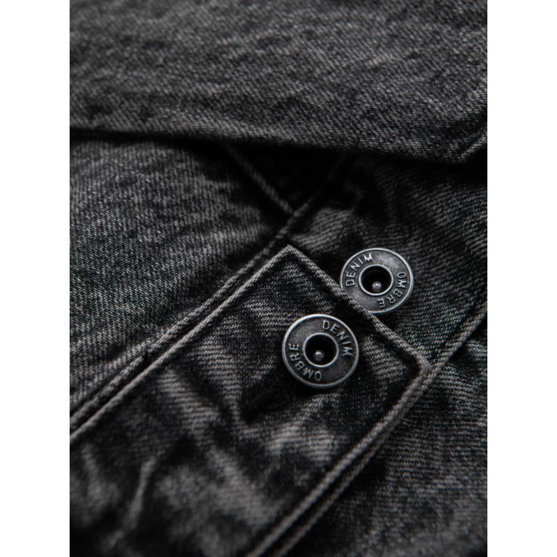 Pánská džínová bunda katana s efektem vyprání – černá V3 OM-JADJ-0219