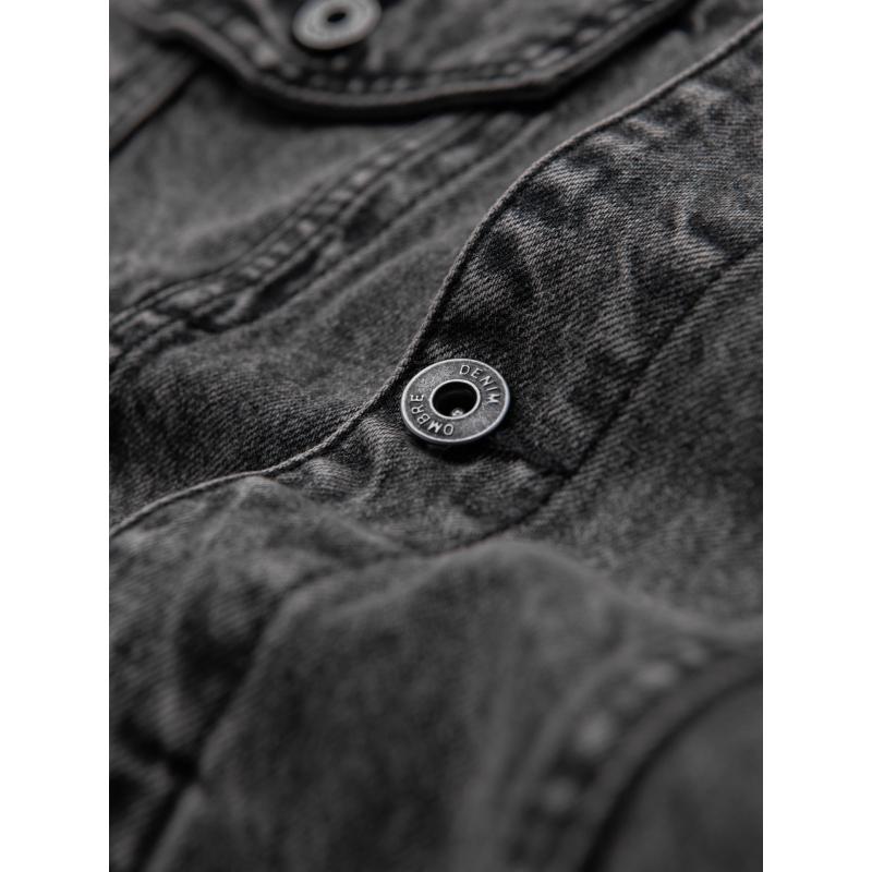 Pánská džínová bunda katana s efektem vyprání – černá V3 OM-JADJ-0219