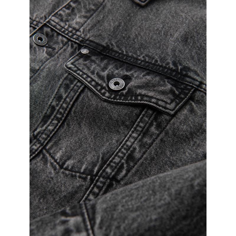 Pánská džínová bunda katana s efektem vyprání – černá V3 OM-JADJ-0219