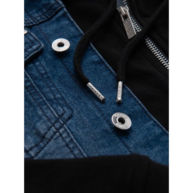Pánská džínová bunda katana s efektem vyprání – modrá V4 OM-JADJ-0219