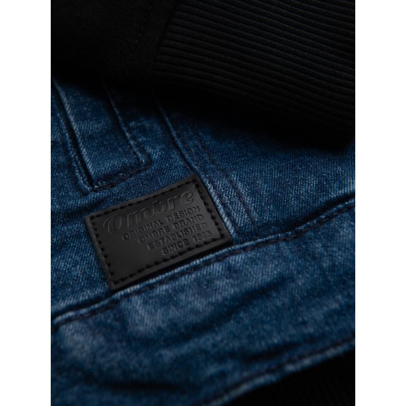 Pánská džínová bunda katana s efektem vyprání – modrá V4 OM-JADJ-0219